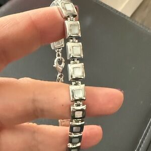 Elegant Silver Bracelet with White Shell Accents